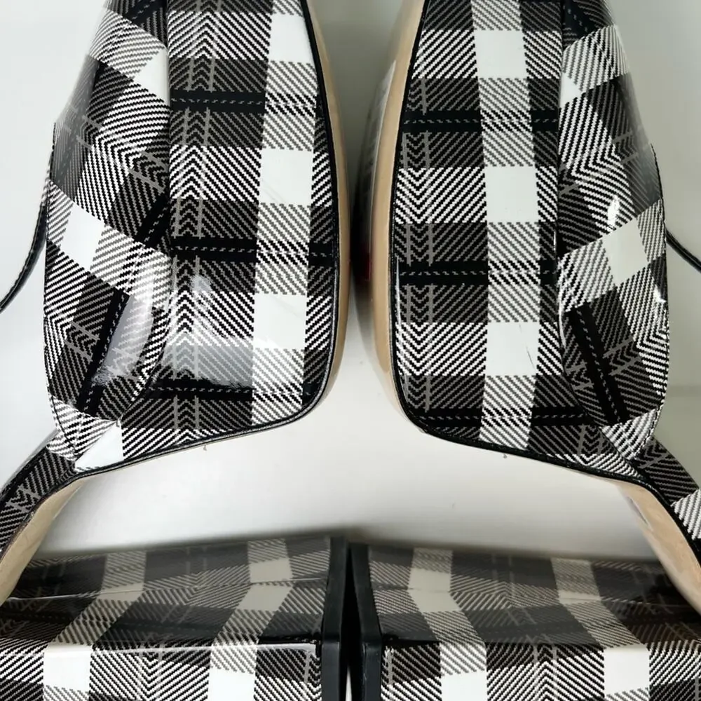 Larroude Pixie Plaid Pumps in Black Motif 7.5
